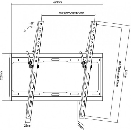 Equip 650311 Supporto TV a parete 139,7 cm (55") Nero