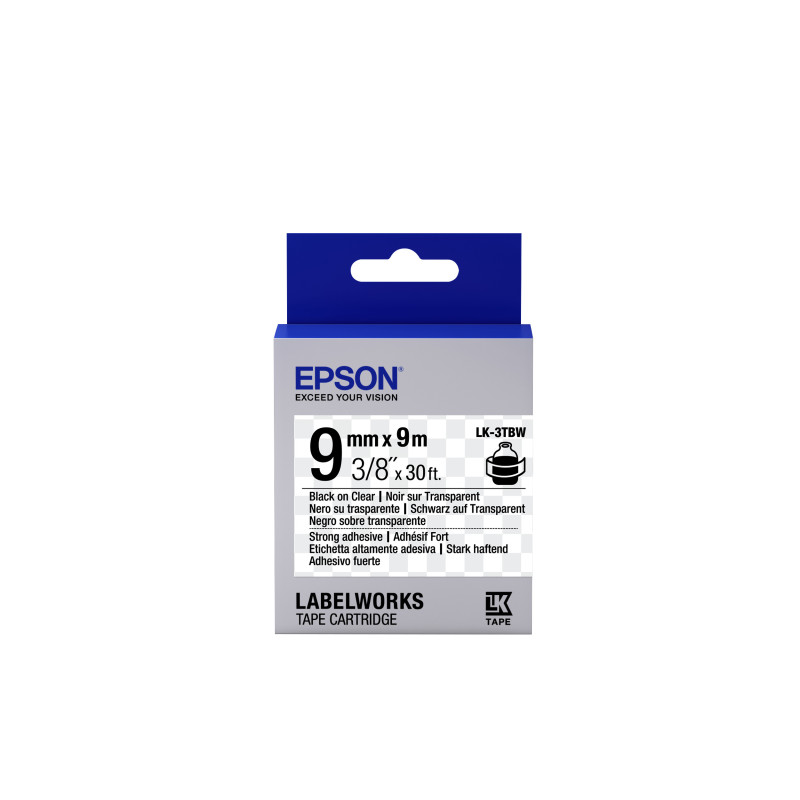 Epson Nastro fondo Trasparente per testo Nero, altamente adesivo 9/9 LK-3TBW