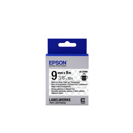 Epson Nastro fondo Trasparente per testo Nero, altamente adesivo 9 9 LK-3TBW