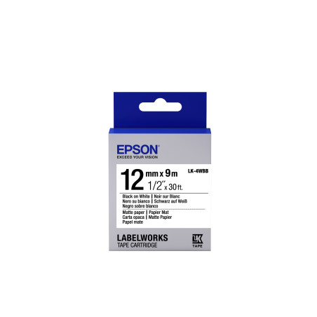 Epson Nastro fondo Opaco Bianco per testo Nero, consente scrittura a mano 12 9 LK-4WBB