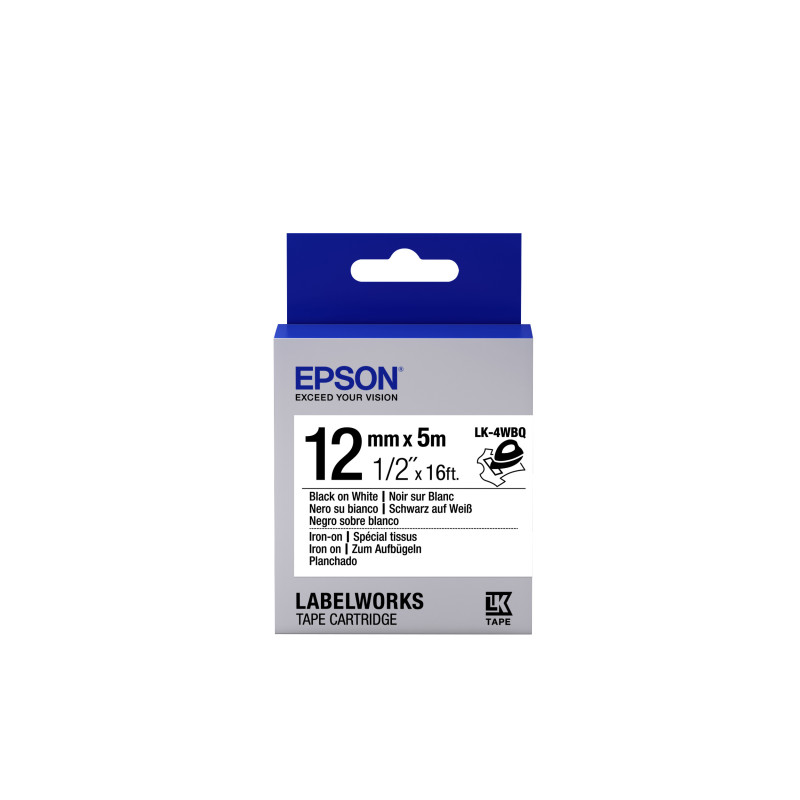 Epson Nastro fondo Bianco per testo Nero, Iron On 12/5 LK-4WBQ