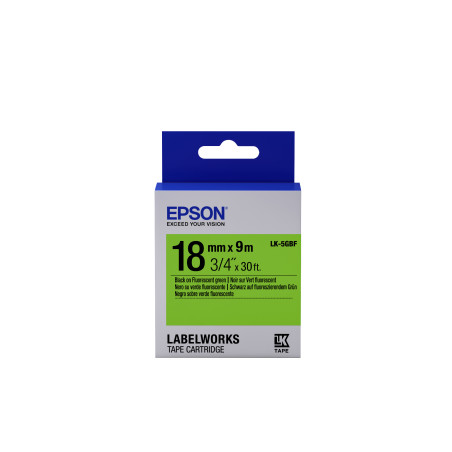 Epson Nastro fondo Fluorescente Verde per testo Nero 18 9 LK-5GBF