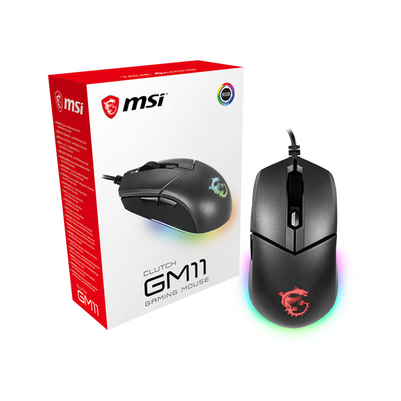 MSI Clutch GM11 mouse Giocare Mancino USB tipo A Ottico 5000 DPI