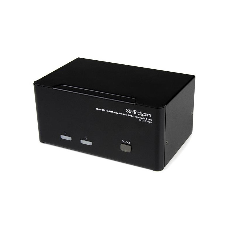 StarTech.com Switch KVM DVI USB per monitor triplo a 2 porte con audio e hub USB 2.0