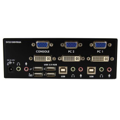 StarTech.com Switch KVM doppio monitor VGA DVI 2 porte USB con audio e hub USB 2.0