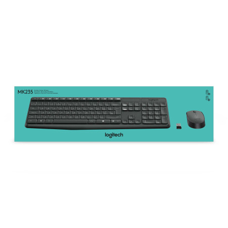 Logitech MK235 tastiera Mouse incluso Casa USB QWERTY Spagnolo Grigio