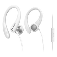 Philips TAA1105WT 00 Cuffie con Filo per Fitness e Sport, Microfono, IPX2 Resistenti al Sudore, Supporti per l'orecchio