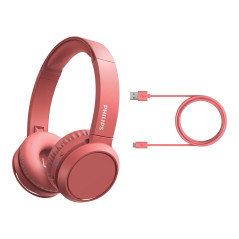 Philips 4000 series TAH4205RD/00 cuffia e auricolare Wireless A Padiglione Musica e Chiamate USB tipo-C Bluetooth Rosso